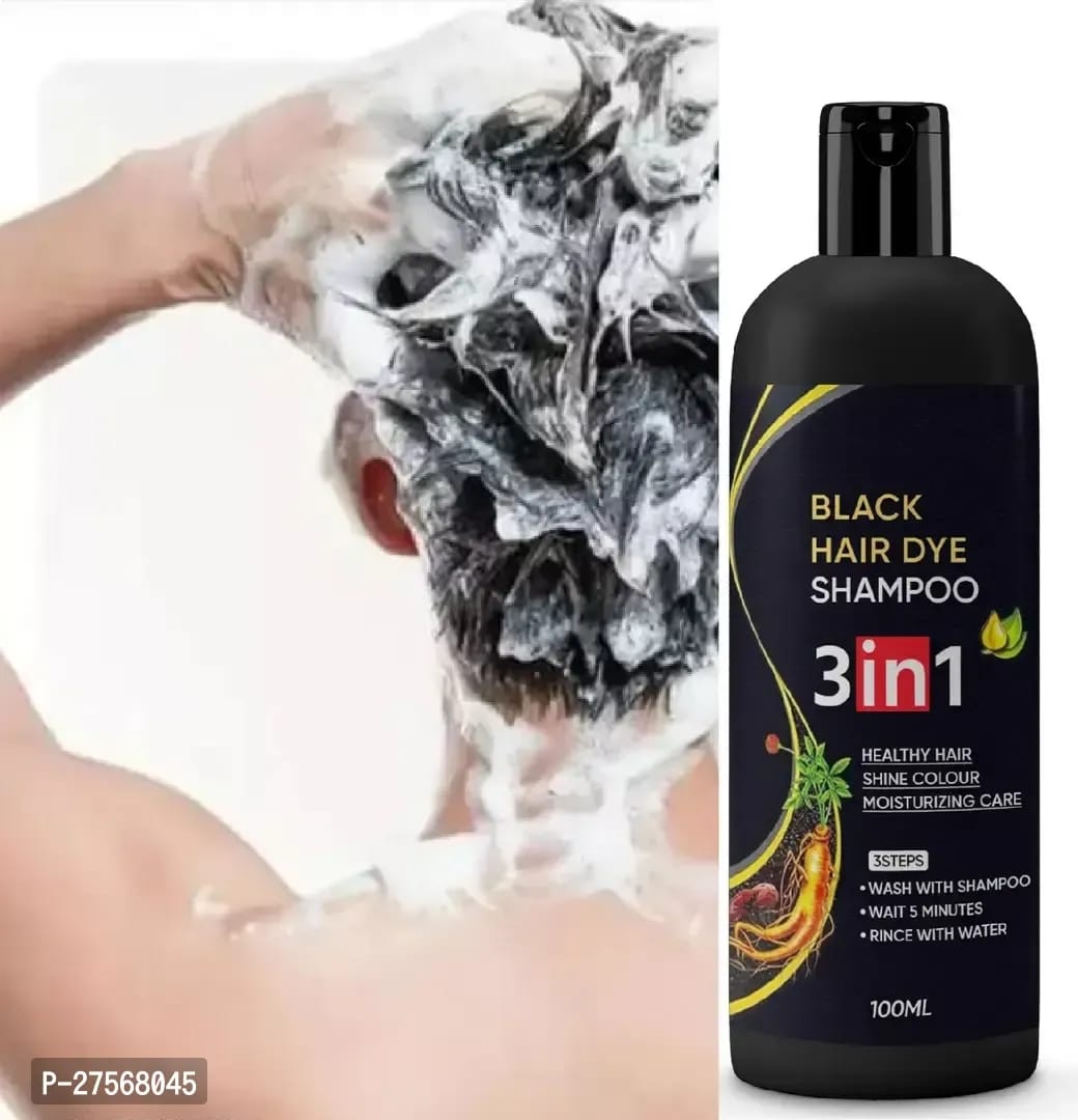Organic Shampoo Herbal 3 in 1 Hair Dye Instant Black Hair Shampoo Men Women_09  (300 ml)